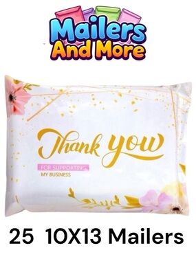 25 10X13 Poly Mailers Thank You Flowers Shipping Envelopes Bags PRICE IS FIRM